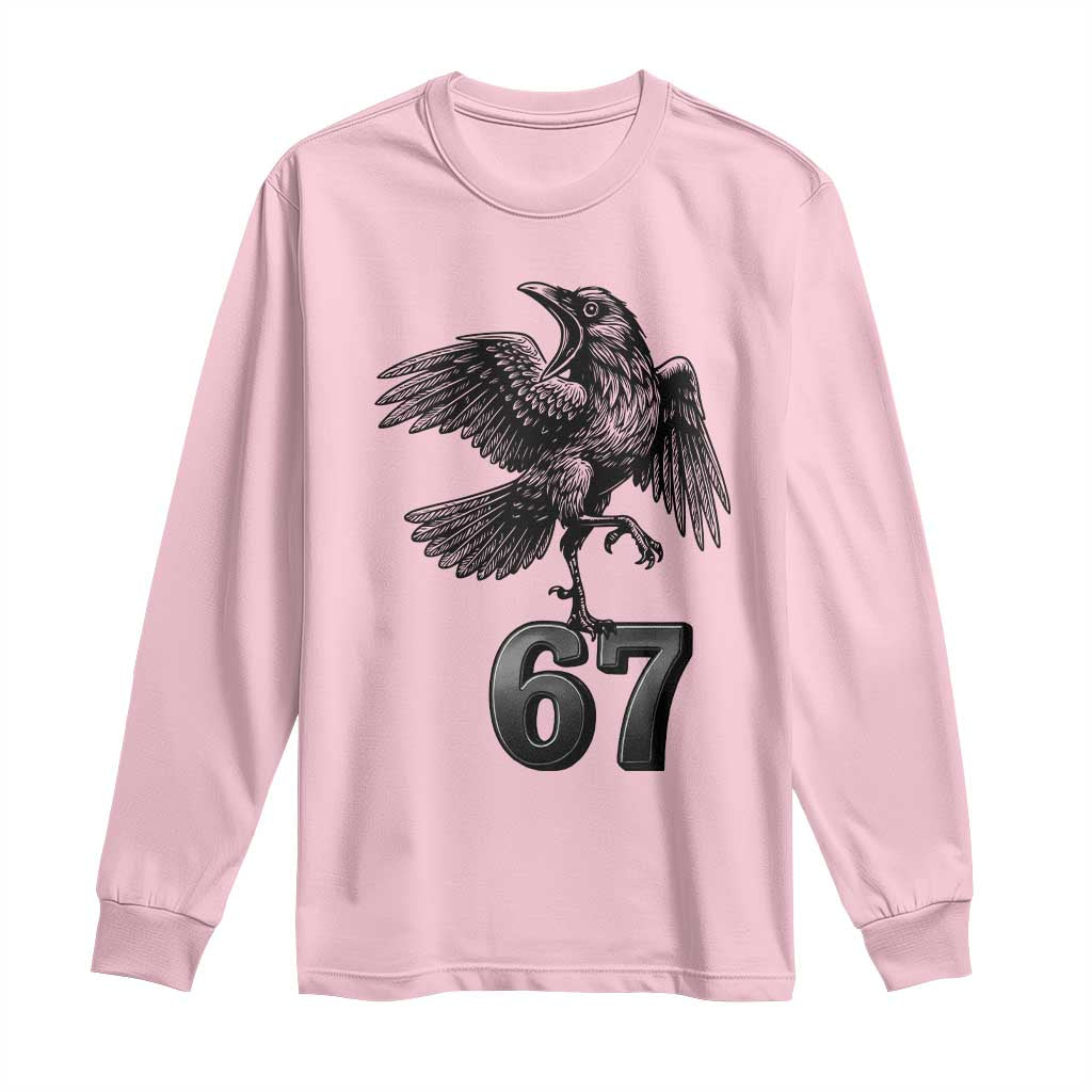 Funny Raven Brainrot Six Seven Meme Gift Long Sleeve Shirt - Wonder Print Shop