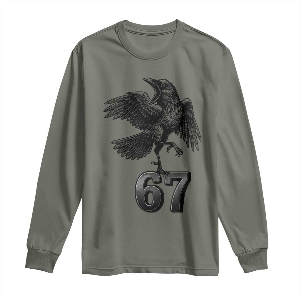 Funny Raven Brainrot Six Seven Meme Gift Long Sleeve Shirt - Wonder Print Shop