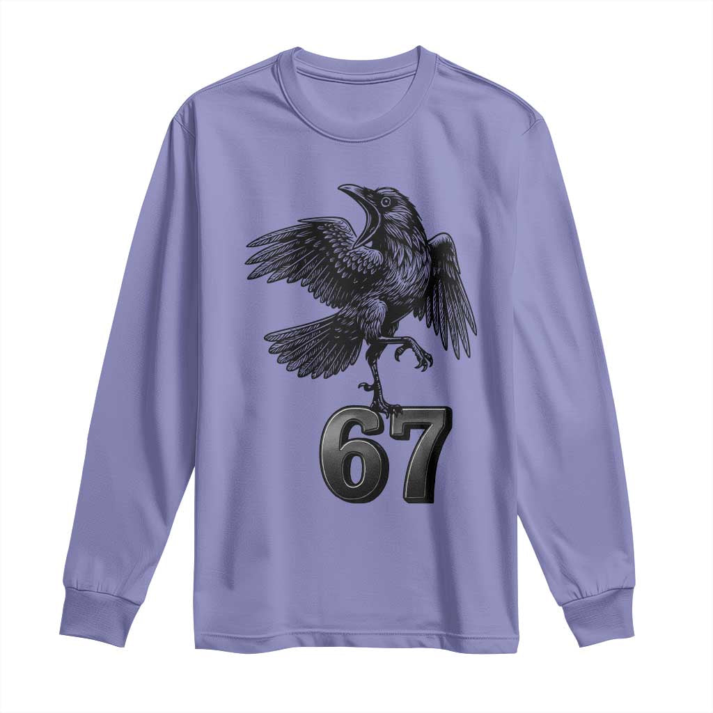 Funny Raven Brainrot Six Seven Meme Gift Long Sleeve Shirt - Wonder Print Shop