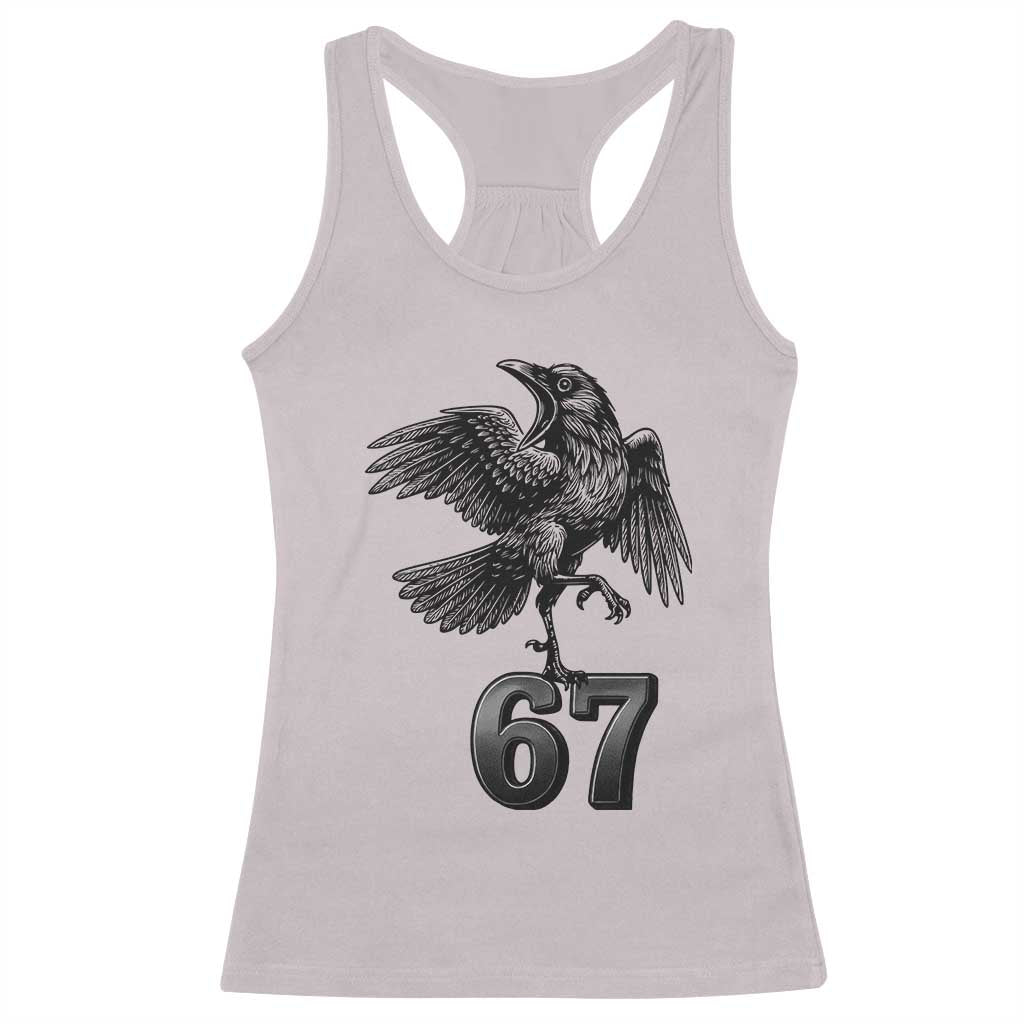 Funny Raven Brainrot Six Seven Meme Gift Racerback Tank Top - Wonder Print Shop
