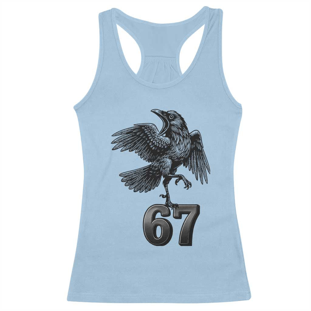 Funny Raven Brainrot Six Seven Meme Gift Racerback Tank Top - Wonder Print Shop