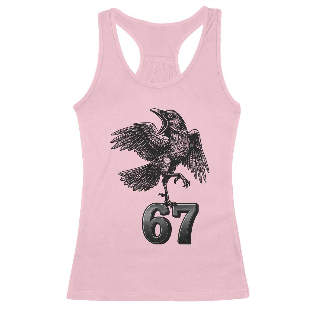 Funny Raven Brainrot Six Seven Meme Gift Racerback Tank Top - Wonder Print Shop