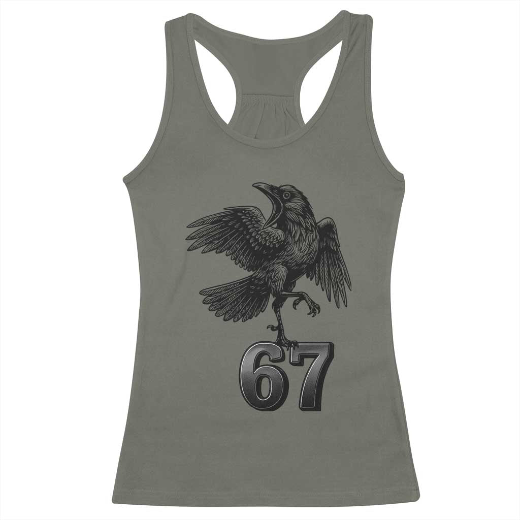 Funny Raven Brainrot Six Seven Meme Gift Racerback Tank Top - Wonder Print Shop