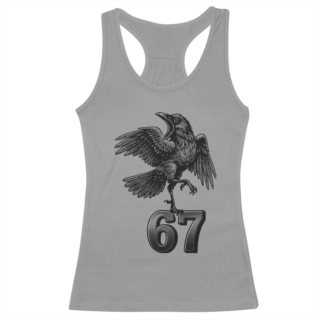 Funny Raven Brainrot Six Seven Meme Gift Racerback Tank Top - Wonder Print Shop
