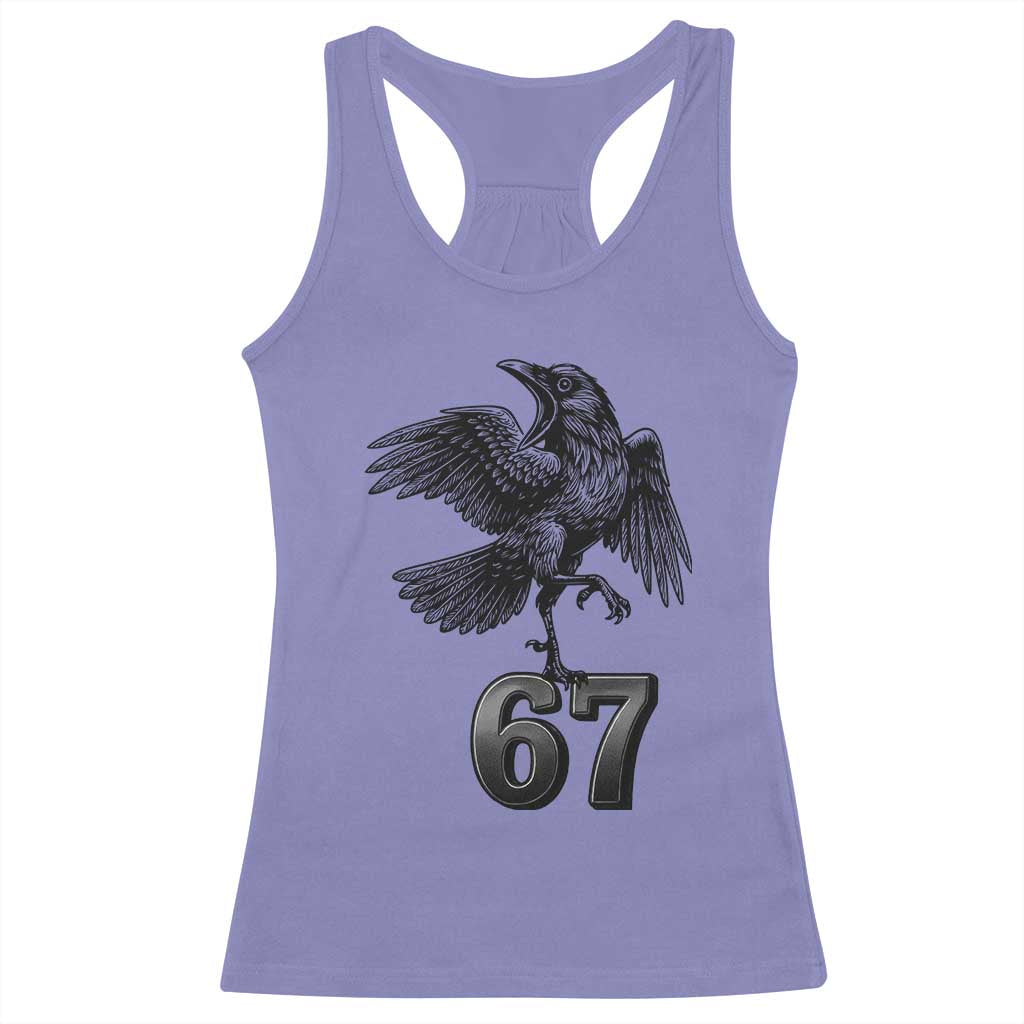 Funny Raven Brainrot Six Seven Meme Gift Racerback Tank Top - Wonder Print Shop