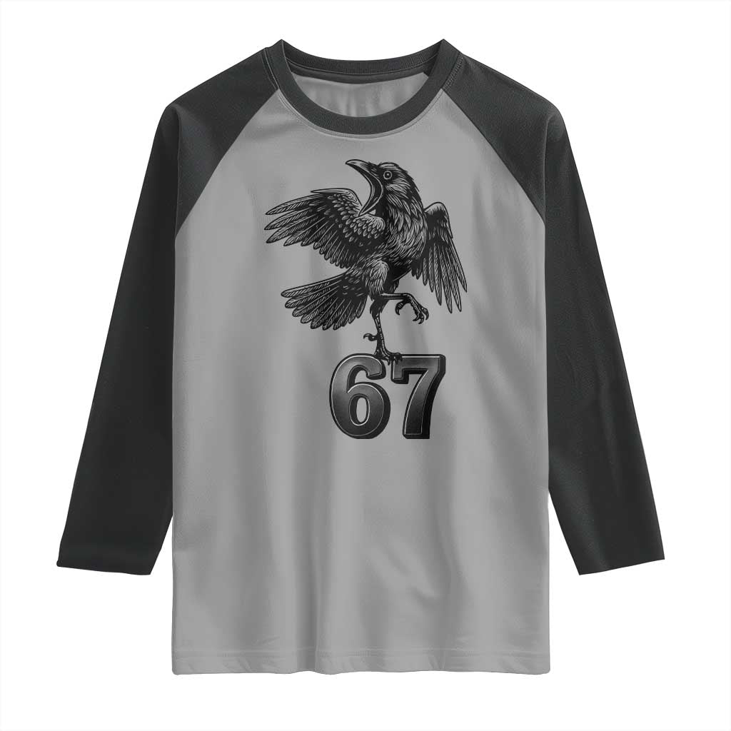 Funny Raven Brainrot Six Seven Meme Gift Raglan Shirt - Wonder Print Shop