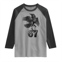 Funny Raven Brainrot Six Seven Meme Gift Raglan Shirt - Wonder Print Shop