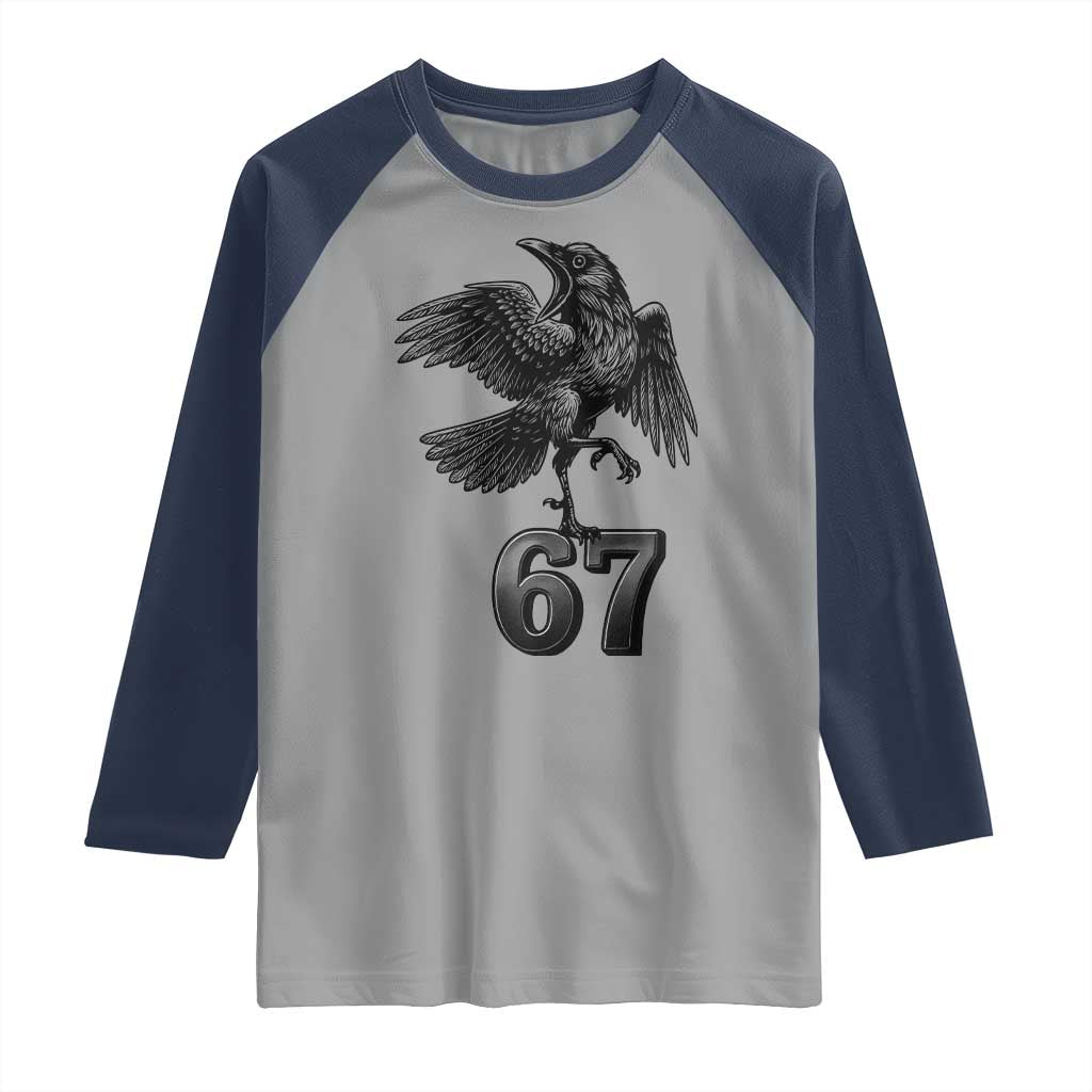 Funny Raven Brainrot Six Seven Meme Gift Raglan Shirt - Wonder Print Shop
