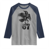 Funny Raven Brainrot Six Seven Meme Gift Raglan Shirt - Wonder Print Shop