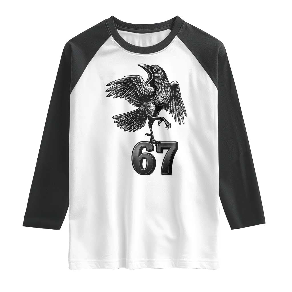 Funny Raven Brainrot Six Seven Meme Gift Raglan Shirt - Wonder Print Shop