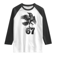 Funny Raven Brainrot Six Seven Meme Gift Raglan Shirt - Wonder Print Shop