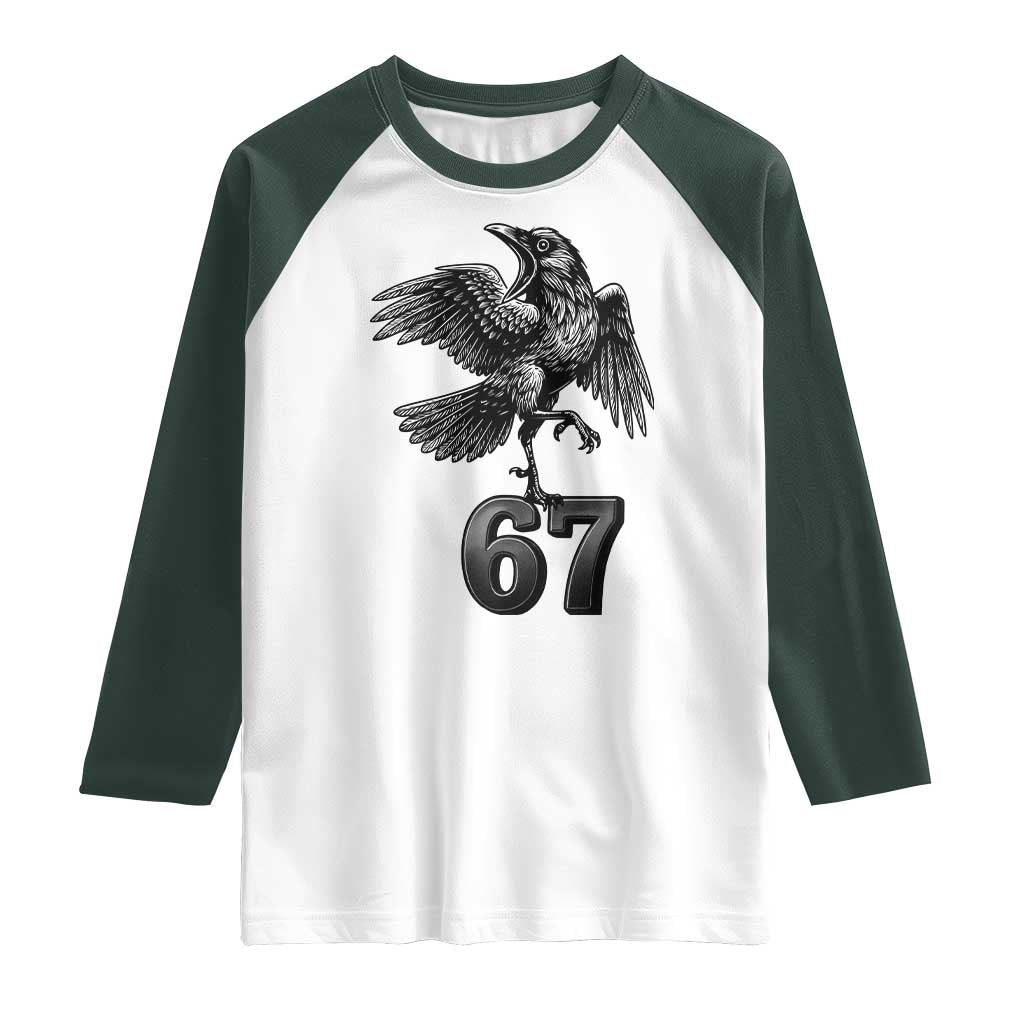 Funny Raven Brainrot Six Seven Meme Gift Raglan Shirt - Wonder Print Shop