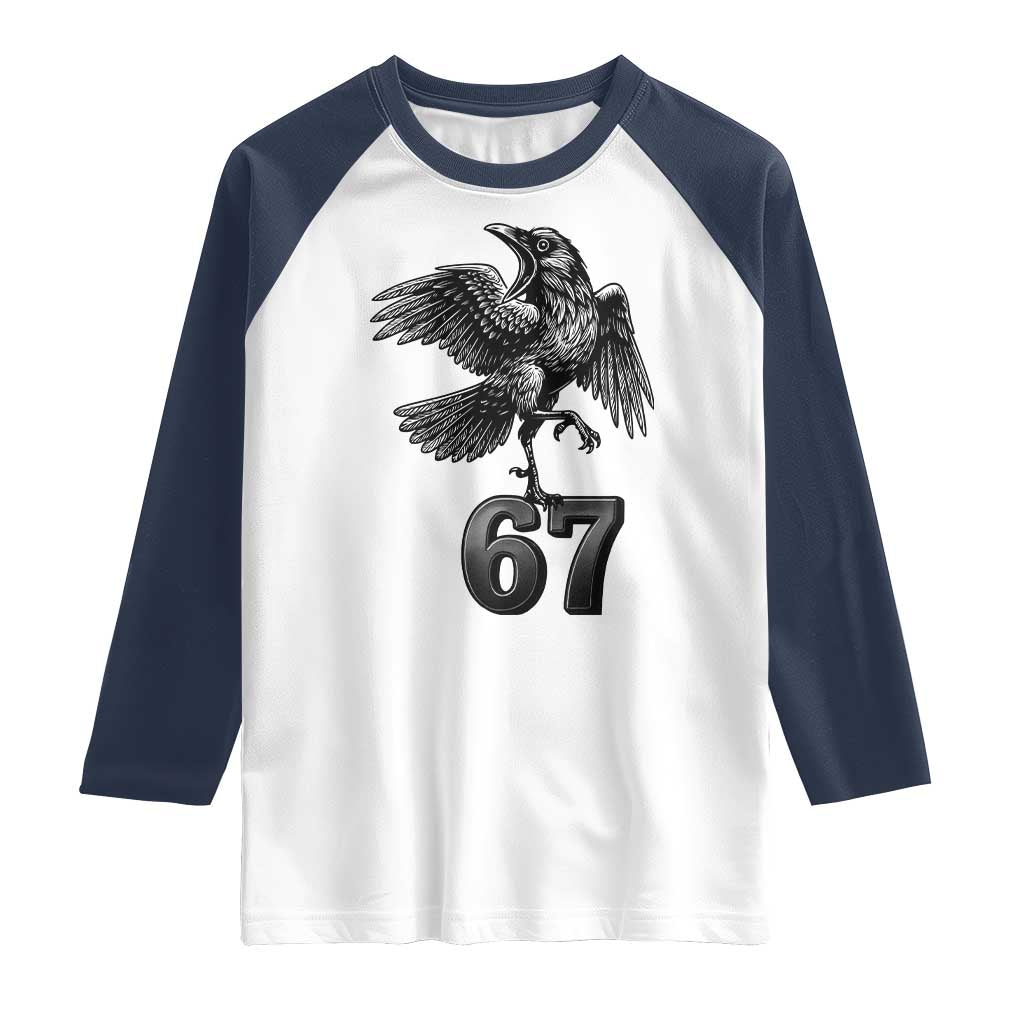 Funny Raven Brainrot Six Seven Meme Gift Raglan Shirt - Wonder Print Shop