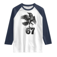 Funny Raven Brainrot Six Seven Meme Gift Raglan Shirt - Wonder Print Shop