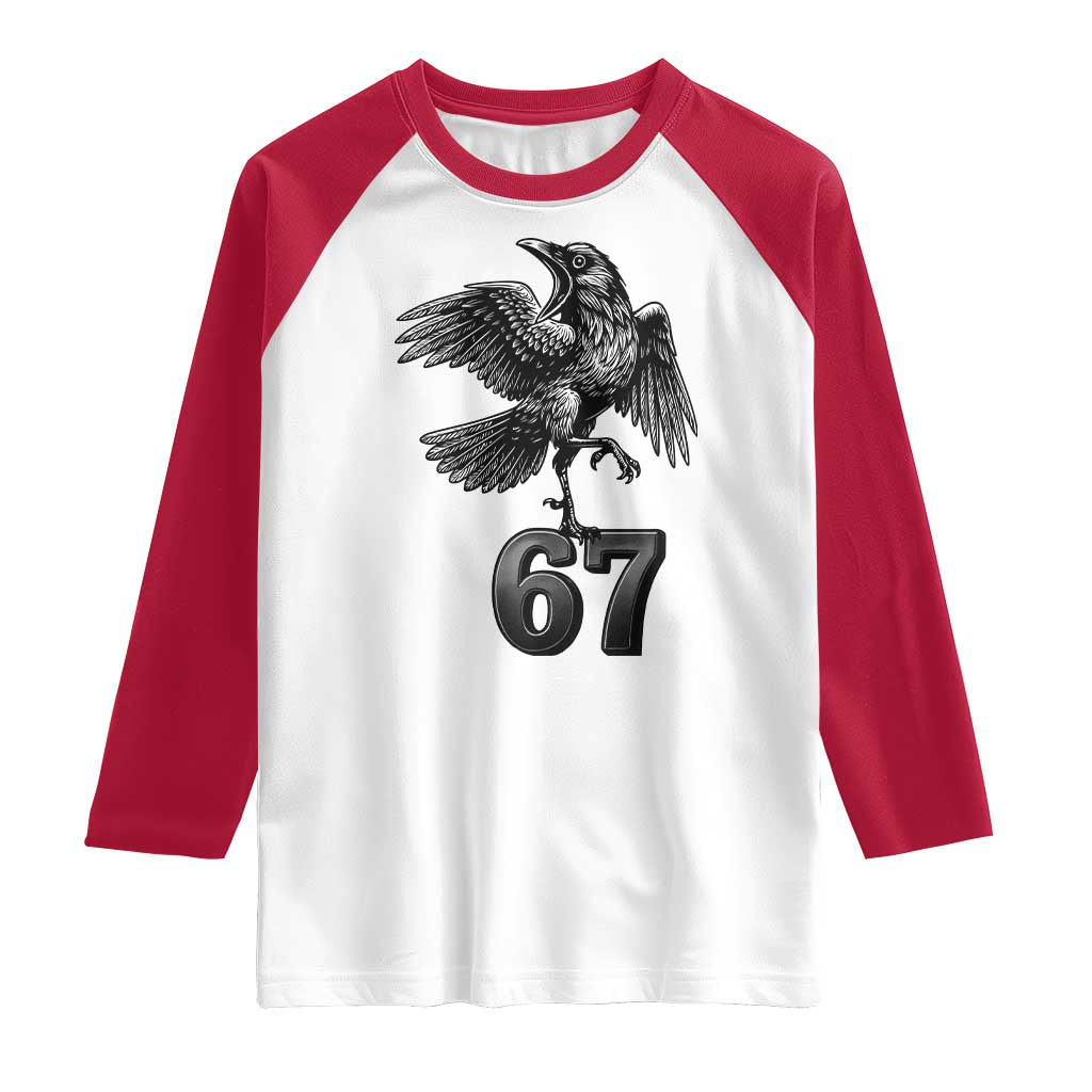 Funny Raven Brainrot Six Seven Meme Gift Raglan Shirt - Wonder Print Shop