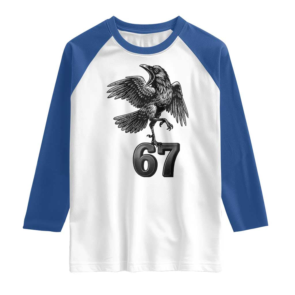 Funny Raven Brainrot Six Seven Meme Gift Raglan Shirt - Wonder Print Shop