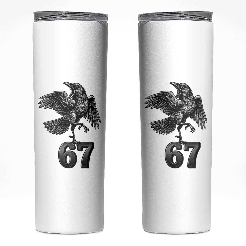 Funny Raven Brainrot Six Seven Meme Gift Skinny Tumbler - Wonder Print Shop