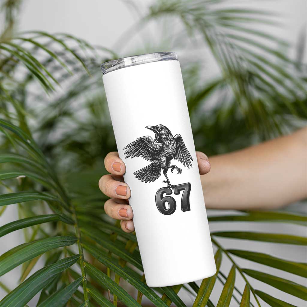 Funny Raven Brainrot Six Seven Meme Gift Skinny Tumbler - Wonder Print Shop