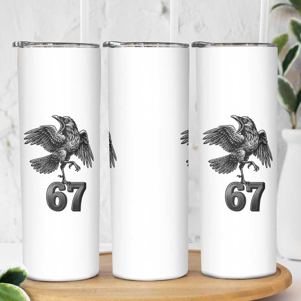 Funny Raven Brainrot Six Seven Meme Gift Skinny Tumbler - Wonder Print Shop