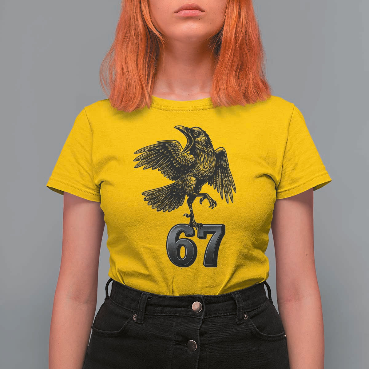 Funny Raven Brainrot Six Seven Meme Gift T Shirt For Women - Wonder Print Shop