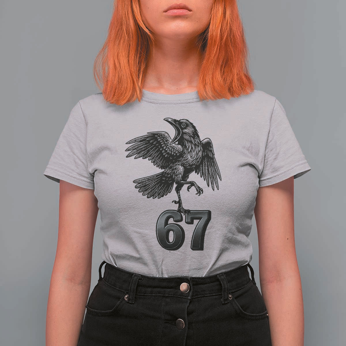 Funny Raven Brainrot Six Seven Meme Gift T Shirt For Women - Wonder Print Shop
