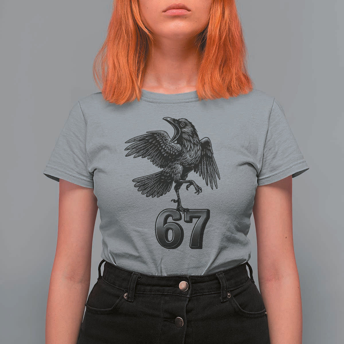 Funny Raven Brainrot Six Seven Meme Gift T Shirt For Women - Wonder Print Shop