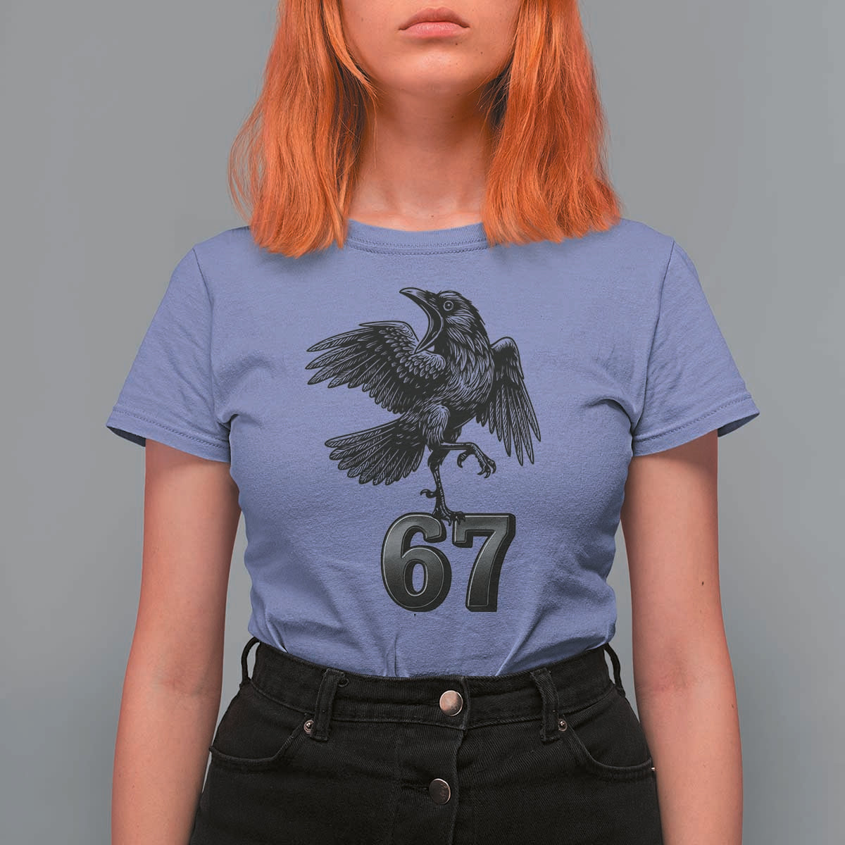 Funny Raven Brainrot Six Seven Meme Gift T Shirt For Women - Wonder Print Shop