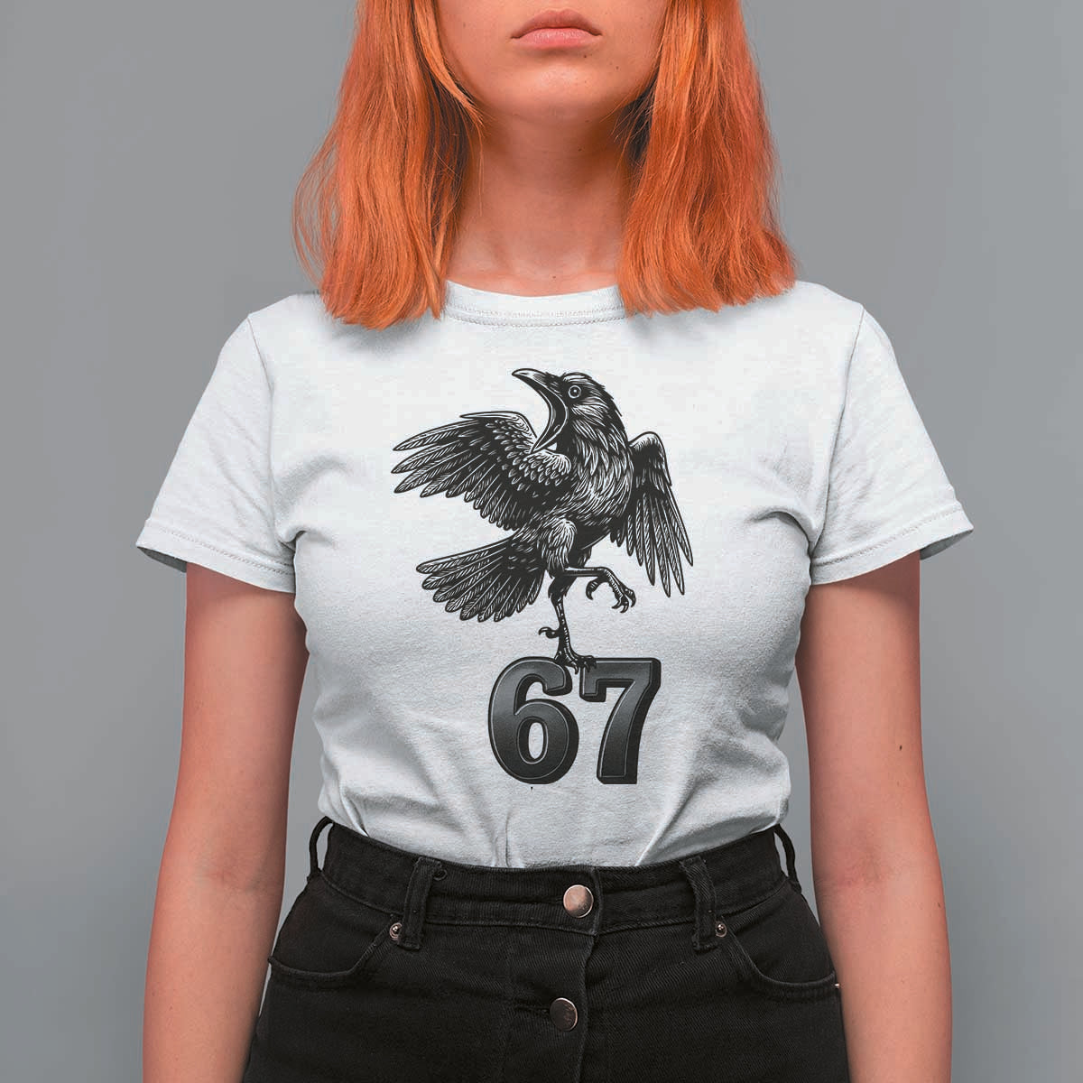 Funny Raven Brainrot Six Seven Meme Gift T Shirt For Women - Wonder Print Shop