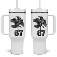 Funny Raven Brainrot Six Seven Meme Gift Tumbler With Handle - Wonder Print Shop