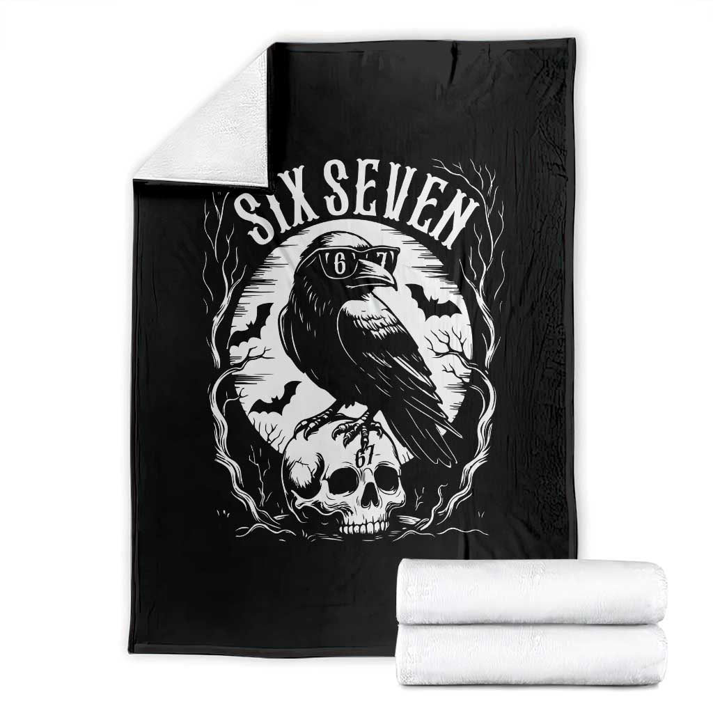Gothic Raven Brainrot Six Seven Throw Blanket Gen Z Alpha Gift - Wonder Print Shop