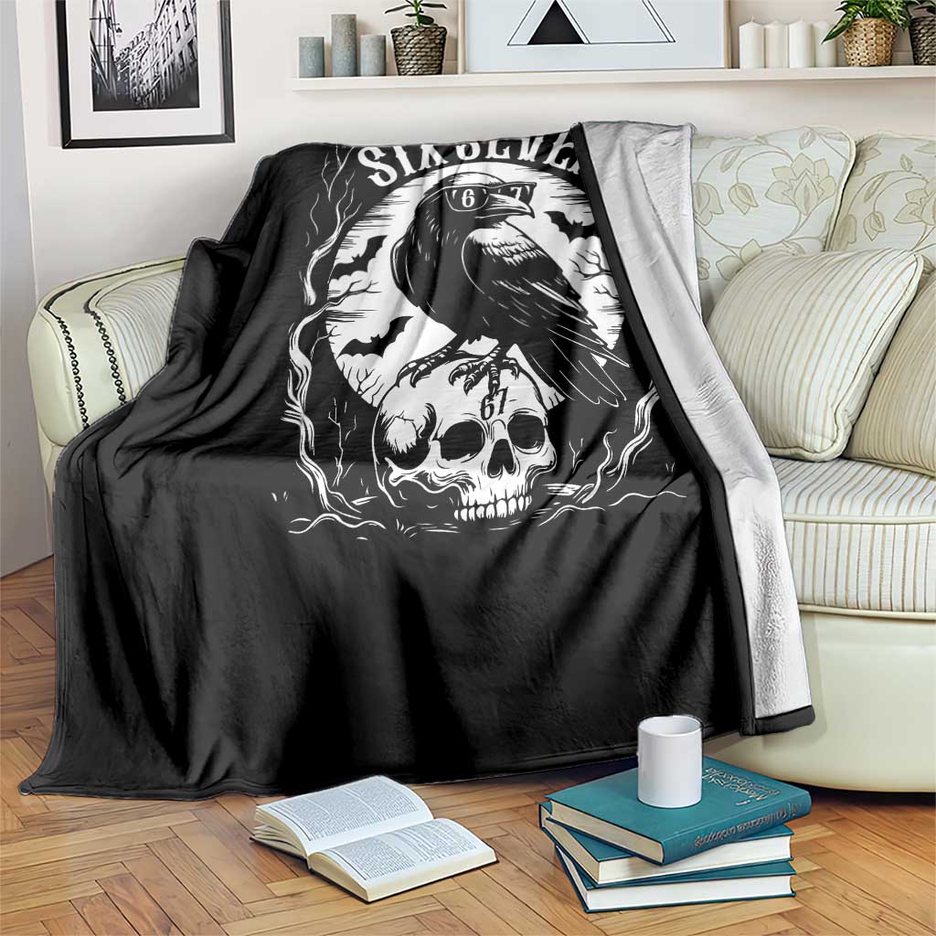 Gothic Raven Brainrot Six Seven Throw Blanket Gen Z Alpha Gift - Wonder Print Shop