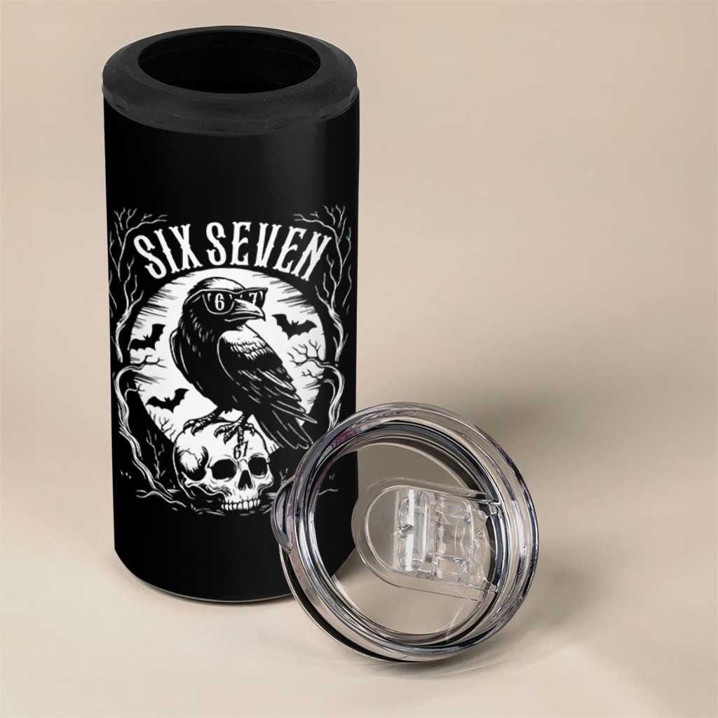 Gothic Raven Brainrot Six Seven 4 in 1 Can Cooler Tumbler Gen Z Alpha Gift - Wonder Print Shop