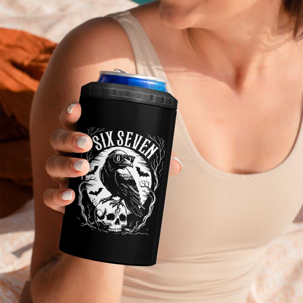 Gothic Raven Brainrot Six Seven 4 in 1 Can Cooler Tumbler Gen Z Alpha Gift - Wonder Print Shop