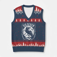 Gothic Raven Brainrot Six Seven V-Neck Knit Sweater Vest Gen Z Alpha Gift - Wonder Print Shop