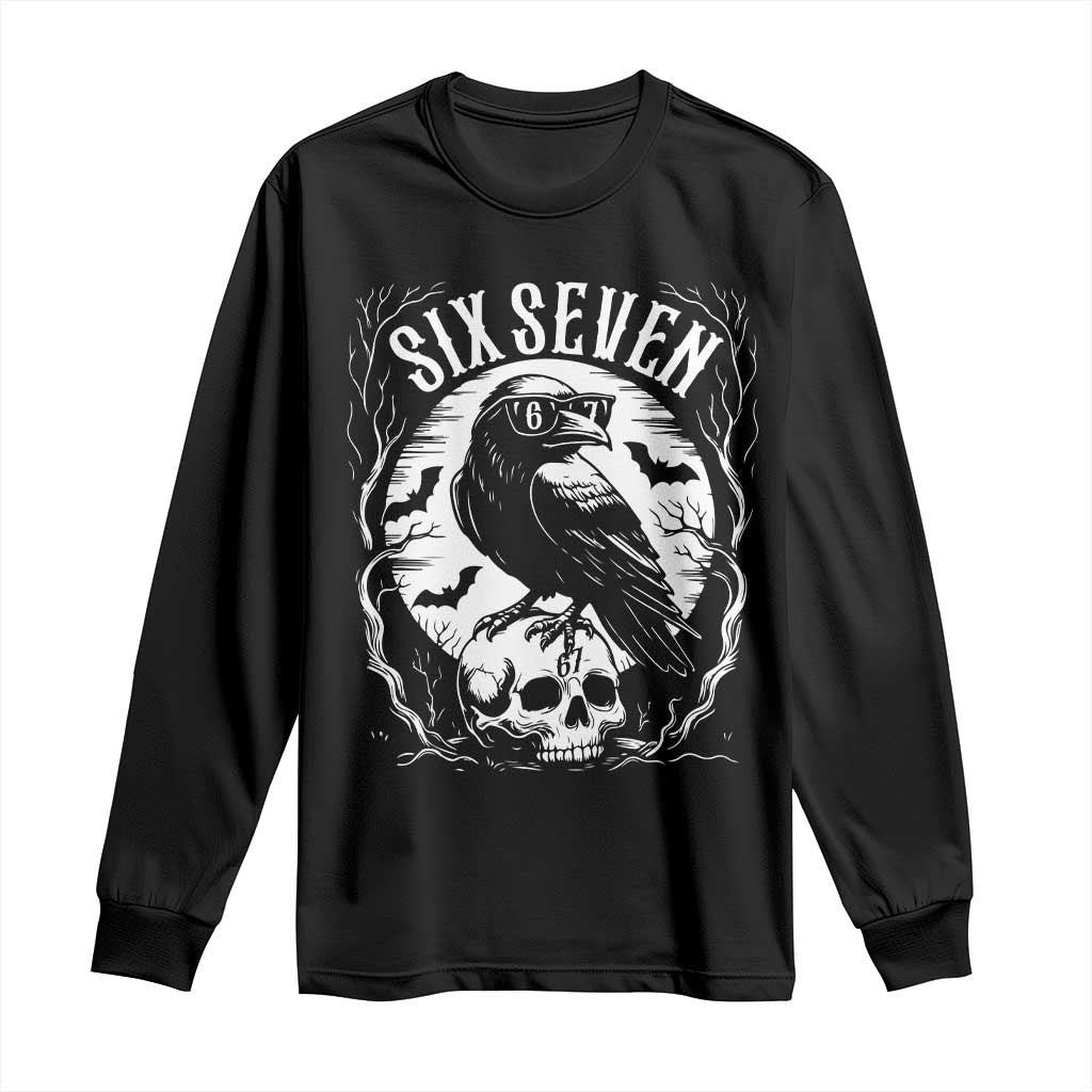 Gothic Raven Brainrot Six Seven Long Sleeve Shirt Gen Z Alpha Gift - Wonder Print Shop