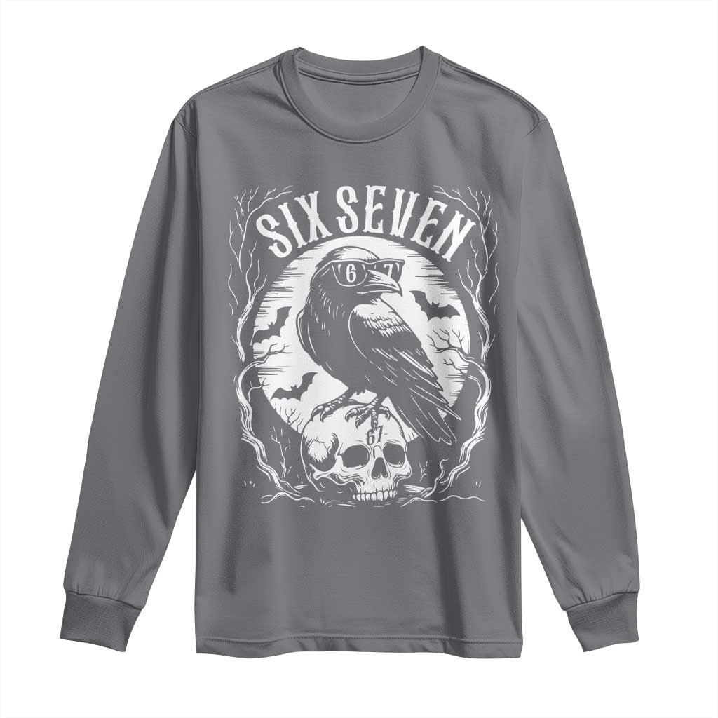 Gothic Raven Brainrot Six Seven Long Sleeve Shirt Gen Z Alpha Gift - Wonder Print Shop