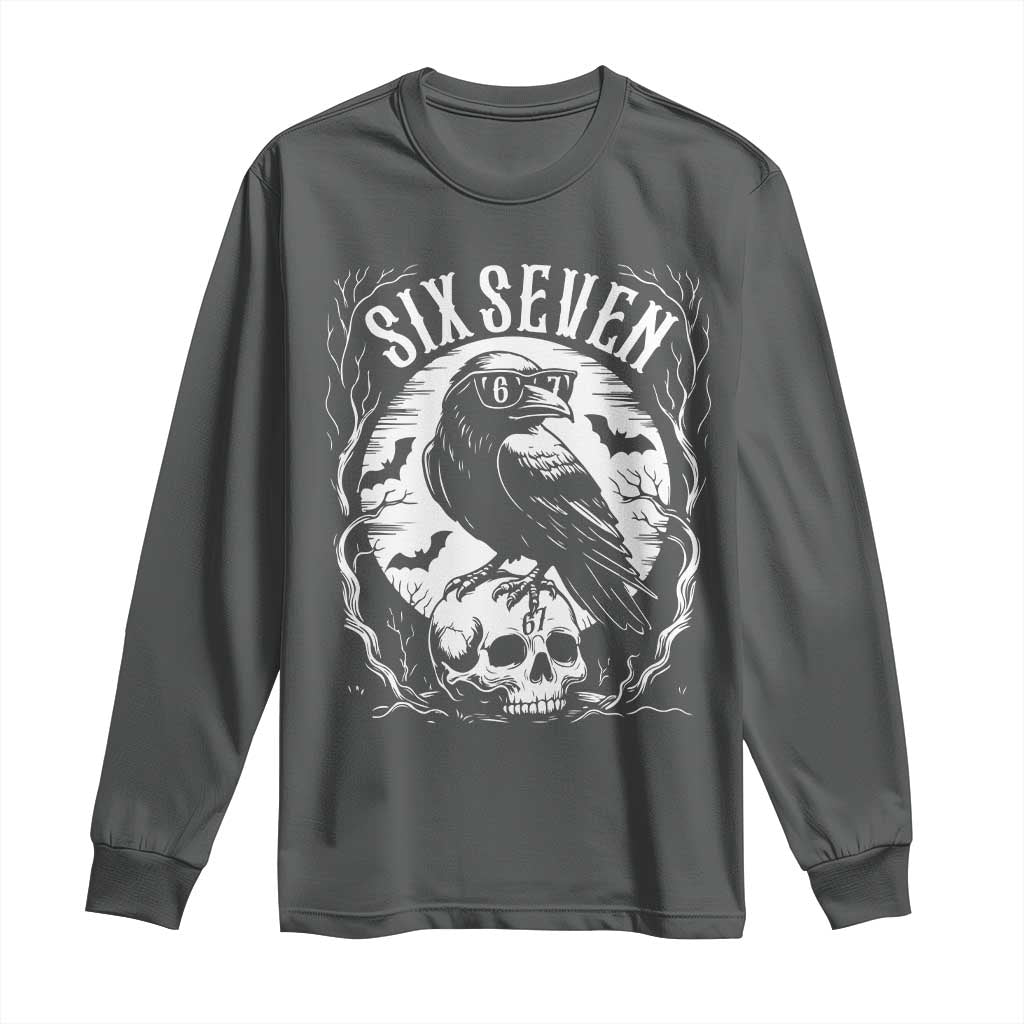 Gothic Raven Brainrot Six Seven Long Sleeve Shirt Gen Z Alpha Gift - Wonder Print Shop