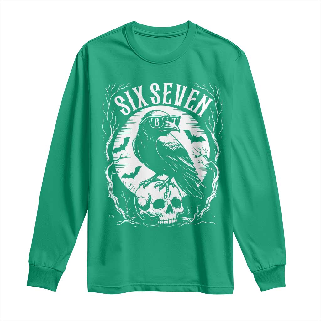 Gothic Raven Brainrot Six Seven Long Sleeve Shirt Gen Z Alpha Gift - Wonder Print Shop