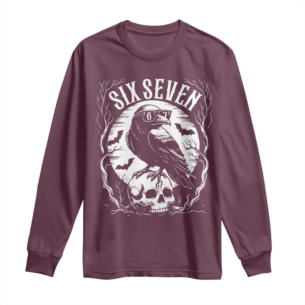 Gothic Raven Brainrot Six Seven Long Sleeve Shirt Gen Z Alpha Gift - Wonder Print Shop