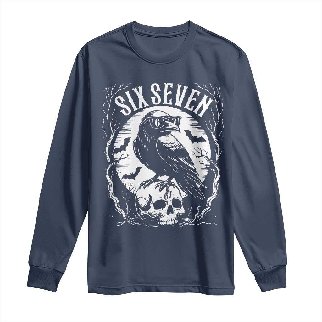 Gothic Raven Brainrot Six Seven Long Sleeve Shirt Gen Z Alpha Gift - Wonder Print Shop