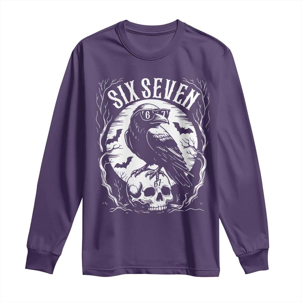 Gothic Raven Brainrot Six Seven Long Sleeve Shirt Gen Z Alpha Gift - Wonder Print Shop