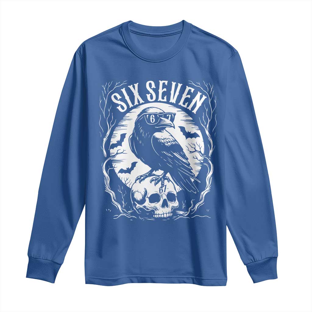 Gothic Raven Brainrot Six Seven Long Sleeve Shirt Gen Z Alpha Gift - Wonder Print Shop