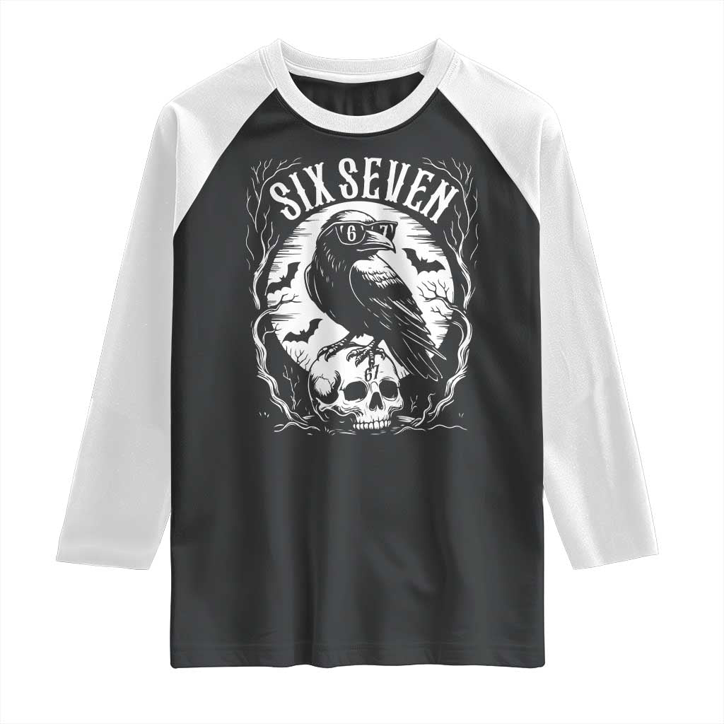 Gothic Raven Brainrot Six Seven Raglan Shirt Gen Z Alpha Gift - Wonder Print Shop
