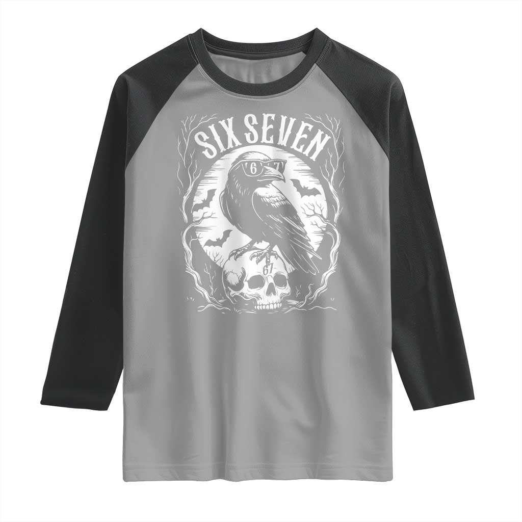Gothic Raven Brainrot Six Seven Raglan Shirt Gen Z Alpha Gift - Wonder Print Shop