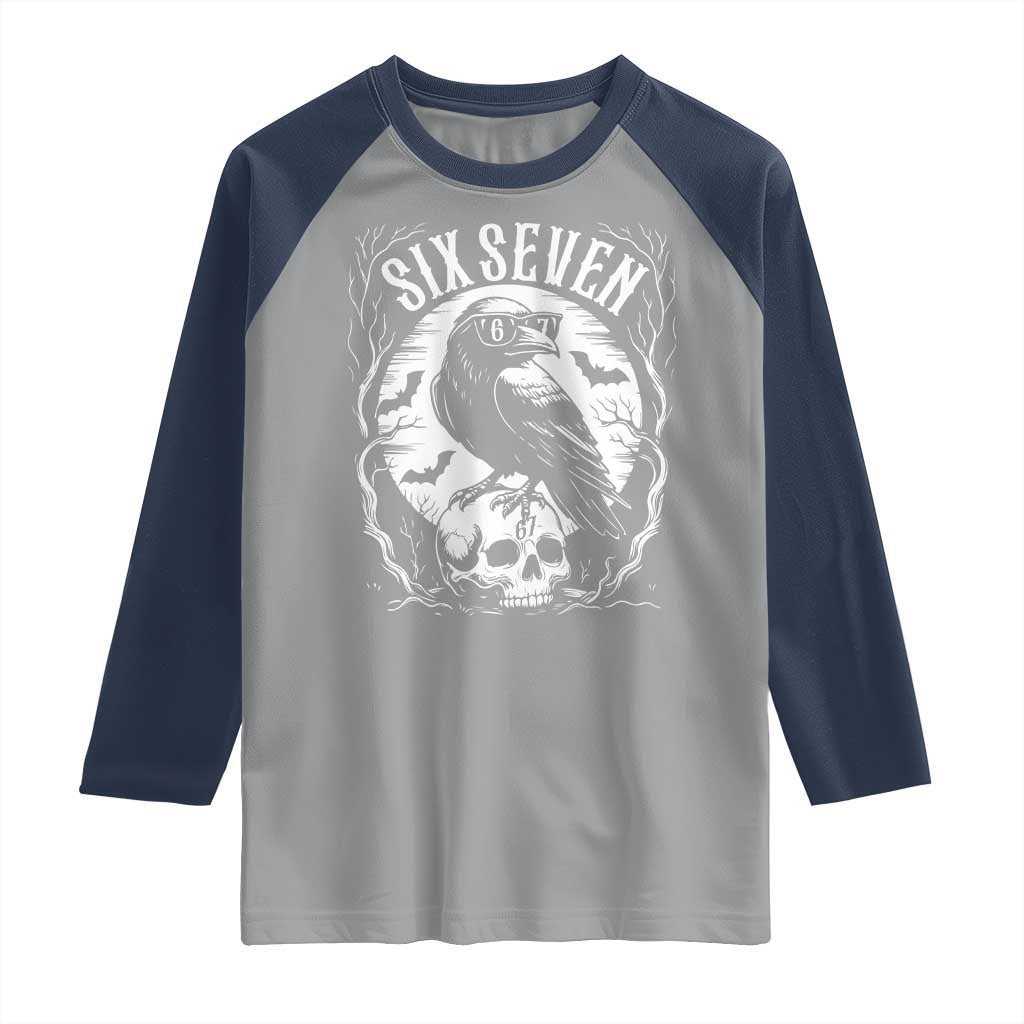 Gothic Raven Brainrot Six Seven Raglan Shirt Gen Z Alpha Gift - Wonder Print Shop