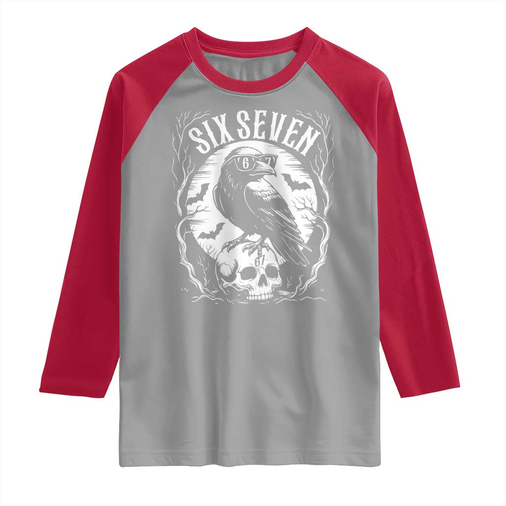 Gothic Raven Brainrot Six Seven Raglan Shirt Gen Z Alpha Gift - Wonder Print Shop