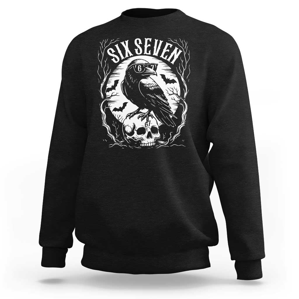 Gothic Raven Brainrot Six Seven Sweatshirt Gen Z Alpha Gift - Wonder Print Shop