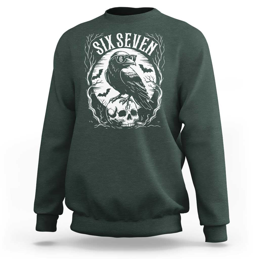 Gothic Raven Brainrot Six Seven Sweatshirt Gen Z Alpha Gift - Wonder Print Shop