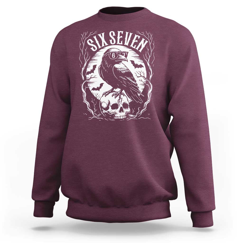 Gothic Raven Brainrot Six Seven Sweatshirt Gen Z Alpha Gift - Wonder Print Shop