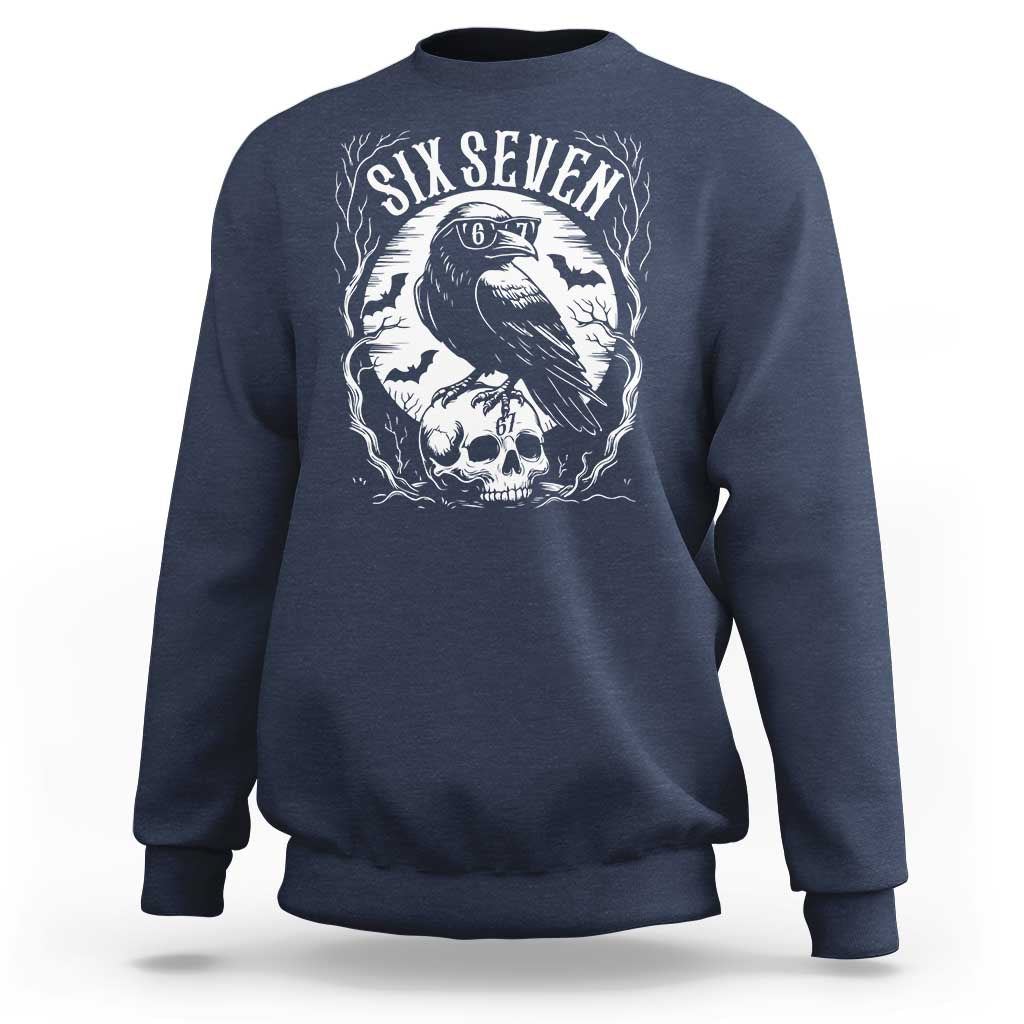 Gothic Raven Brainrot Six Seven Sweatshirt Gen Z Alpha Gift - Wonder Print Shop